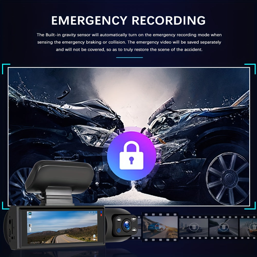 Dual Dash Cam 1080P Front and Inside Car Camera with IR Night Vision, WiFi, Loop Recording, Wide Angle DVR – Optional 2" / 3.16" Screen, No Card / 32GB / 64GB Memory Card