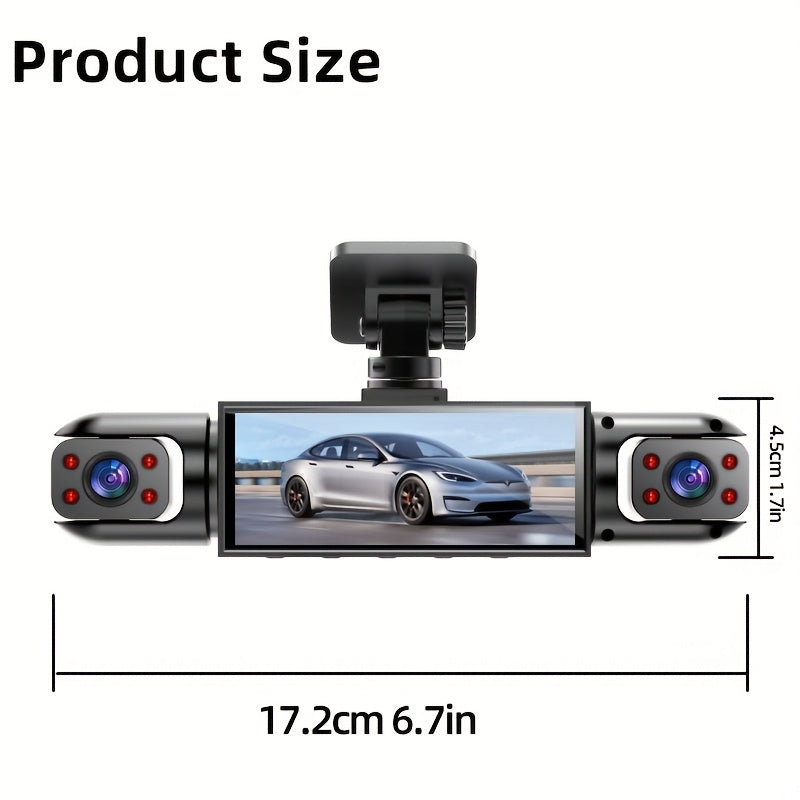 360° 4-Channel Dash Cam 1080P Front + 720P Rear Left Right Full Coverage, WDR Night Vision, G-Sensor, Loop Recording – Optional 64GB TF Card, Car Safety Driving Recorder